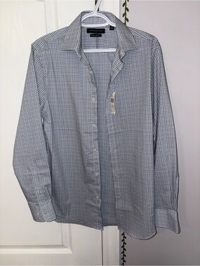 Tommy Hilfiger Blue and White Micro-Check Dress Shirt